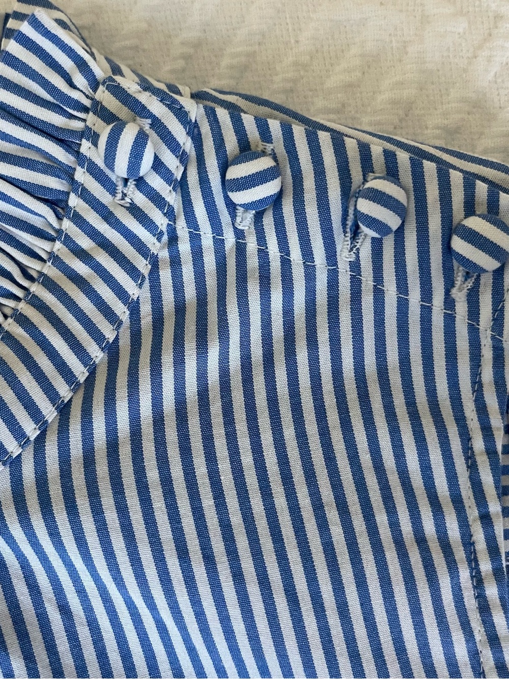NWT J. Crew Striped Ruffle-Neck Sleeveless Top Blue White Cotton Tank Small - Picture 5 of 10